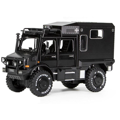 ماشین اسباب بازی بنز ارتشی مشکی طرح نفربر جنگی مدل یونیماگ Unimog. 1:24 Car Model_اسباب بازی